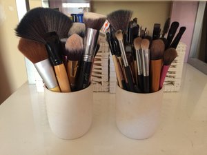 Just about to wash these EXTREMELY dirty makeup brushes. 