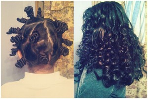 Did this on my sister. Super easy heatless curls (: