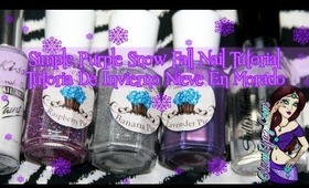 Simple Purple Snow Fall Nail Tutorial- Tutoria De Invierno Nieve En Morado Algo Facil