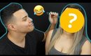 THE HILARIOUS FIANCE DOES MY MAKEUP CHALLENGE!!