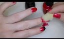Simple red & black sponging nail art