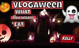 "VLOG" What A Raw Vegan Eats | Halloween Decorations | Wild Parrots