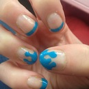 blue drip french manicure