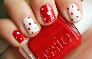 Red and white with red and white polka dots
