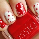 Red and White Nails with Red and White Polka Dots