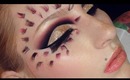 Gold glitter look / black with pink cut crease / Radiant stylized flower creative makeup tutorial