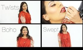3 LOOSE HAIR STYLES with TIKKA | Tikka with Long Hair Down | Boho | Side Swept | Twists