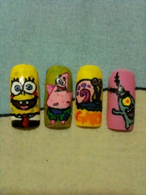 artificial nail chips of the spongebobsquarepants family. 