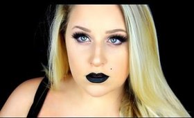 Halloween Glam Makeup Tutorial | Navy Smokey Eye & Black Lips!!