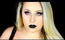 Halloween Glam Makeup Tutorial | Navy Smokey Eye & Black Lips!!