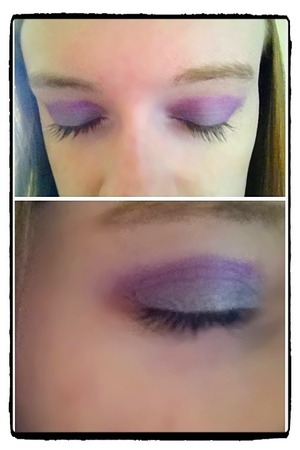 A simple, smokey look using various silvers, purples, and whites. (Note: I only did the shadow, not eyeliner) 