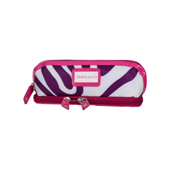 Trina Purple Zebra Cosmetic Bag Pencil 