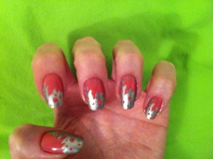 Inspired by Starburst nail art on youtube.
Created with Top Speed Sterling and Candy.