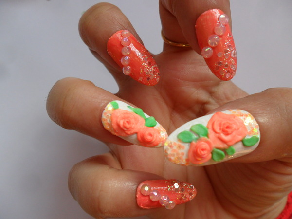 Peach 3D Roses Nails Yes Or No? | Beautylish