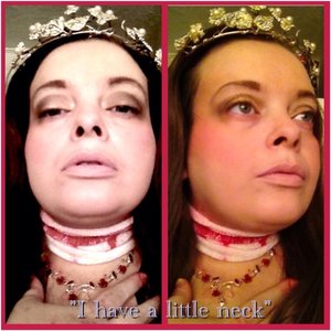 Costume makeup for Anne Boleyn. Using special effects makeup.