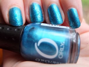 Orly It's Up To Blue with a subtle Sinful Colors Nail Junkie glitter gradient