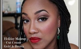 Holiday Makeup - Cut Crease - Gold & Brown
