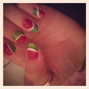 easy and Cute watermelon design for my nails 