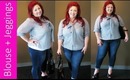 Plus Size OOTD: Bow Tie Blouse + Jeggings + Patent Leather