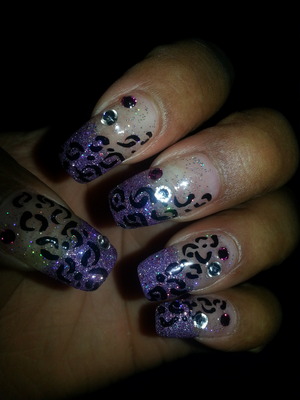 Purple cheetah nails with girls best friends