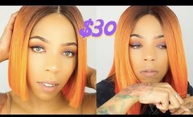watch me slay this orange synthetic lace front wig