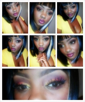 Close up of my Egyption-Animesque inspired look. Fall colors, orange, red, brown, yellow.