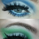 Blue and green cut crease 