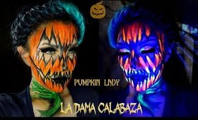 Dama CALABAZA con maquillaje NEON/ PUMPKIN lady neon makeup | auroramakeup