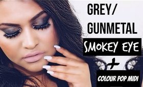 ♡ Grey/Gunmetal Smokey eyes + ColourPop Midi liquid lipstick ♡