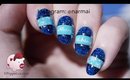 Blue, blue Christmas nail art tutorial