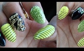 Green Blurred Lines Nails | Nail Art Tutorial