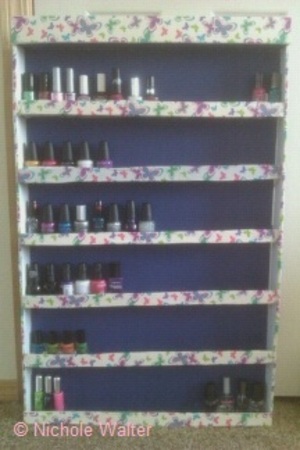 made my own nail polish rack, holds 90 nail polishes