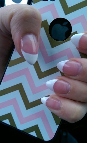 fill with white tip and a top coat with a hint of pink