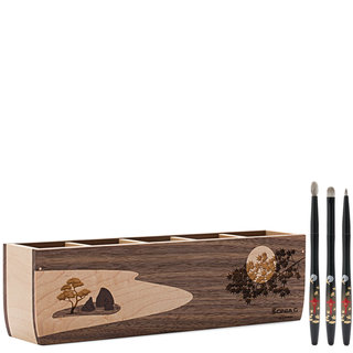 Sonia G. Japanese Gardens Brush Holder & Maki-e Brush Set