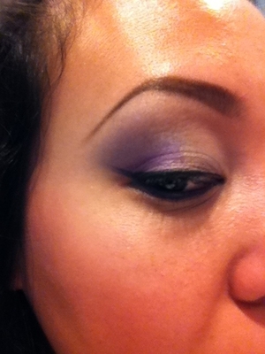 Urban Decay Naked Pallette:
Inner -   Virgin
Lower lid -   Sidecar
Crease -   Hustle

BH Cosmetics (120) :
Outer -   Bright Purple

Mac:
Brow highlight