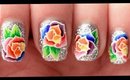 Rainbow Roses nail art