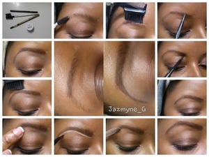 1. I use MAC eyebrow pencil in "spiked", NYX eyeshadow base in skin tone, a spooly, clear brow gel<not pictured> and a brow brush
2. I brush my brows with the spooly in an upward direction in the front and then towards the hair line and down wheni get to the tail
3.  I take the brow brush and just go around the perimeter tho make them a little neat so I can see where to fill them in
4. I Start at the front of my brow, using light pressure and draw a line mimicking my natural brow line
5. I repeat the same step at the bottom of my brow
6. Once I have my guidelines,  I fill in the center with the pencil with short strokes so that it looks like hair
7. I take clear brow gel and brush the front up and the tail end towards the hairline and down much like step1
8. While that's drying, I use the NYX base to trace under my brow to make them appear neater and sharper. You can also use concealer as well.
9. Next,  blend blend blend that base/concealer out and it will also act as a natural highlight
10.  The brow gel should be dry or close to one you finish so take brow brush and run around the perimeter of the brow to "mold" them into place much like step 2
11. Finally done! !!!!! Seems like alot of work I know but your brows will be crisp!  Let me know how it works out for you if anyone tries my method out :)