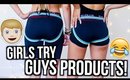 Girls Try Out Guys Products! | MyLifeAsEva
