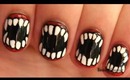 Halloween Fangs Nail Art for Short Nails -- Vampire/Werewolf Halloween Nails
