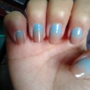 Ombre Nude and Blue Nails