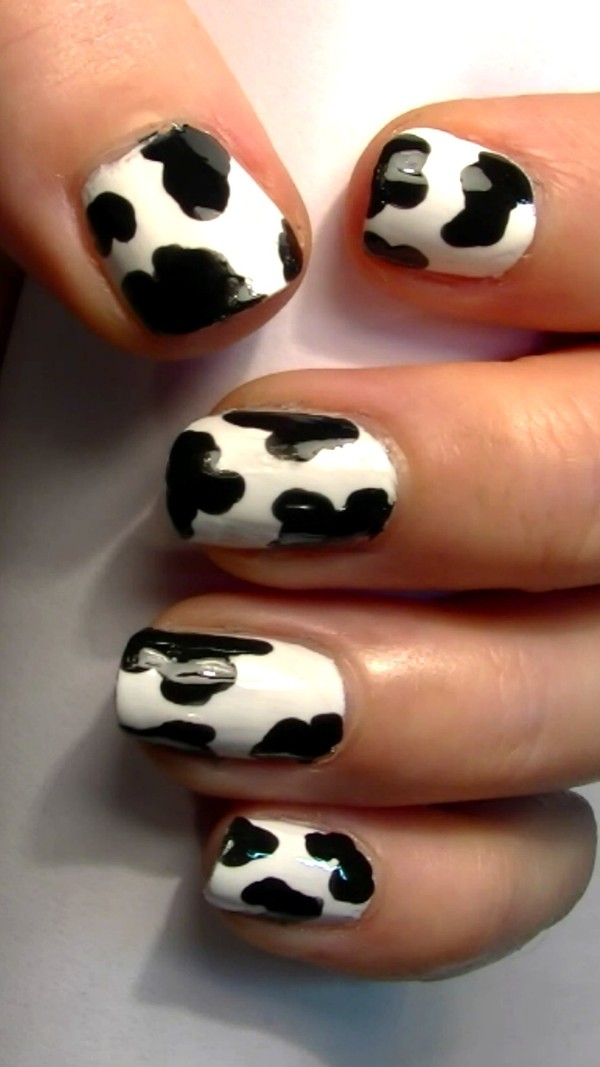 Cow Print False Nails Stiletto Gel Long Fake Nails Spot Personality Fashion  Black And White Classic 24pcs Full Sets - False Nails - AliExpress