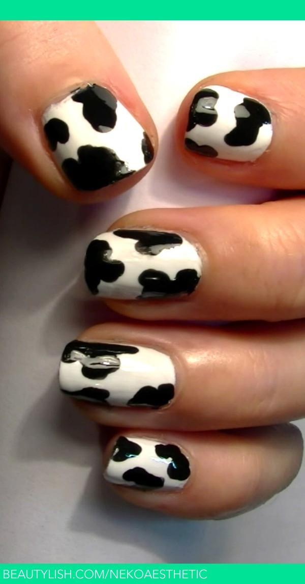 Cow print nails | Cow nails, Short square acrylic nails, French tip acrylic  nails