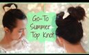 Easy Go-To Summer Messy Top Knot (Medium-Long Hair)