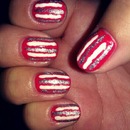 orange nails with stripes!