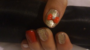 glitter nails red bows by Kellie lavers 