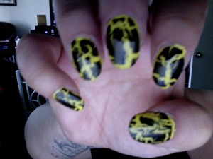 OPI Shattered with a regular bright yellow color