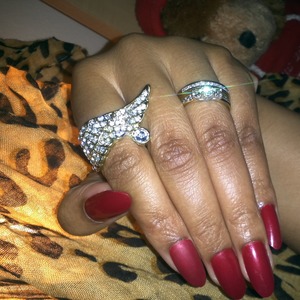 Beautiful Wine Red nails + Bling Wing 