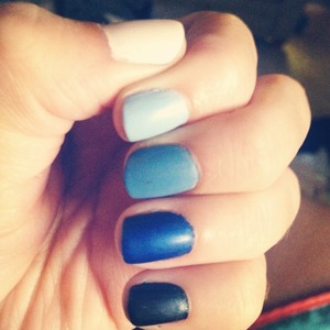 Different shades of polish with Essie's matte about you as a top coat
