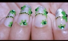 How to : Silver French Tips Flower Nail Art