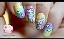 Rainbow glitter cat nail art tutorial